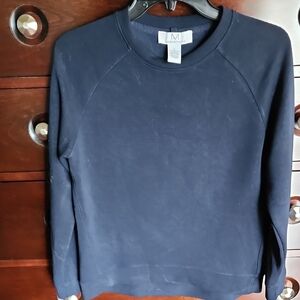 Magasxlchoni Blue Crewneck Sweater with Raglan Sleeves